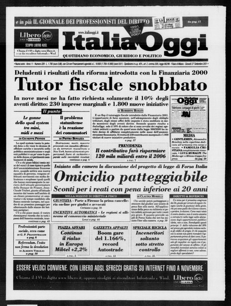 Italia oggi : quotidiano di economia finanza e politica